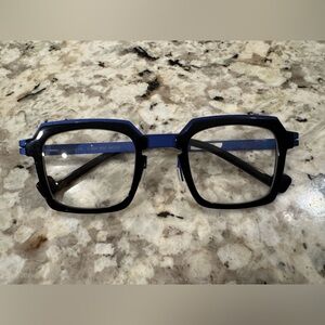 Blue and Black Men's Geometric Frame Glasses